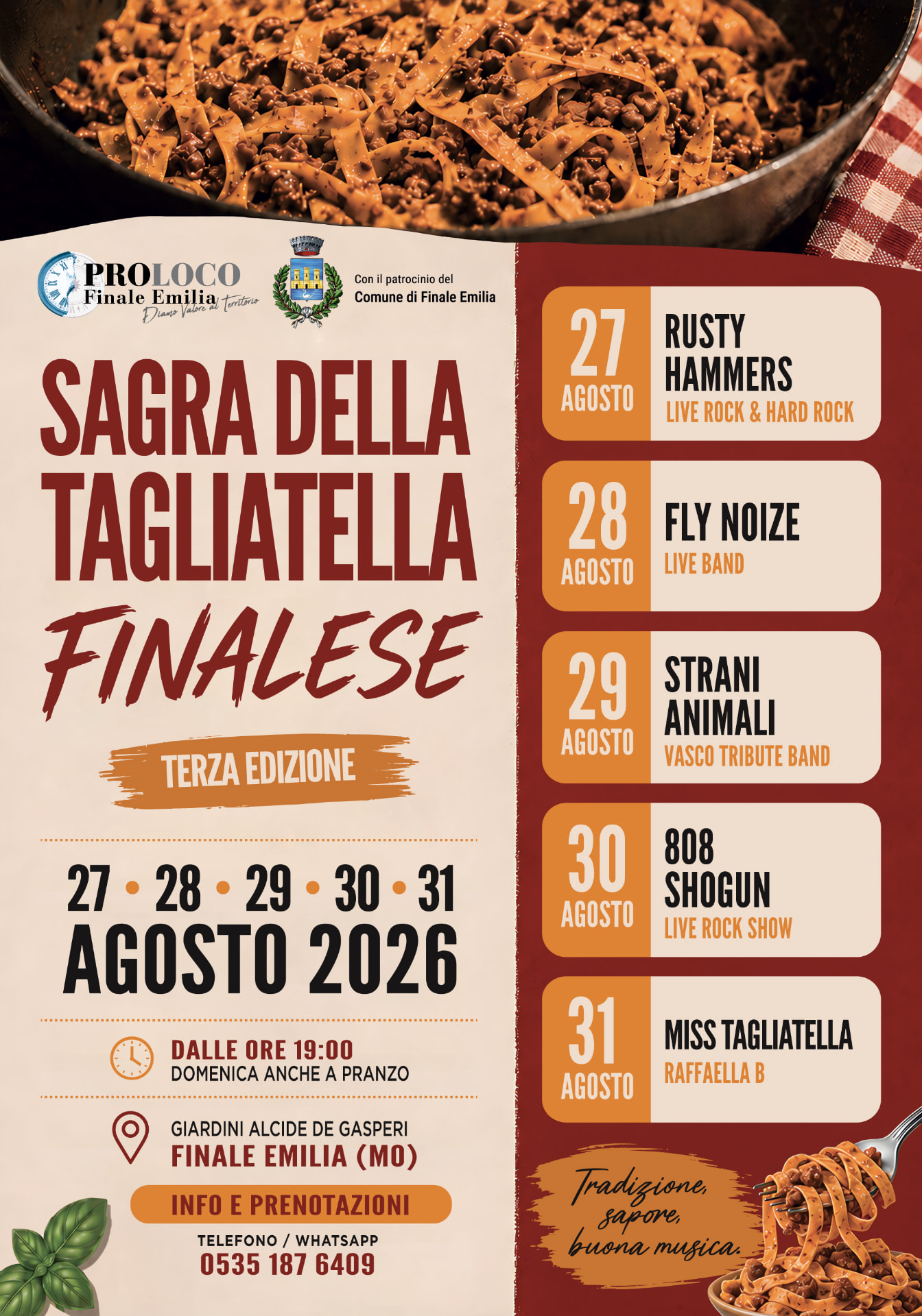 Locandina ufficiale della Sagra della Tagliatella Finalese 2026